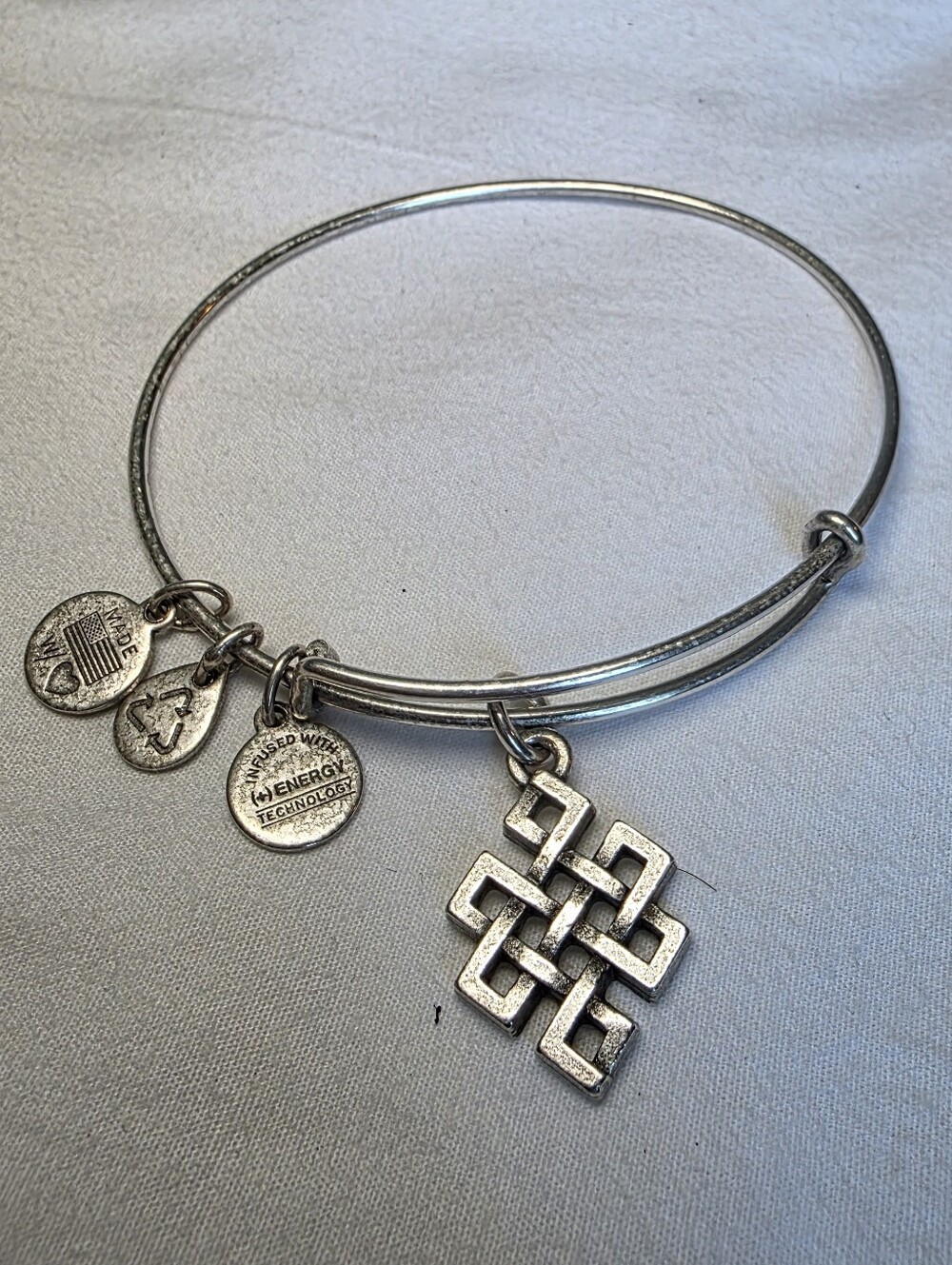 Alex and Ani Silver-Tone Endless Knot Celtic Charm Bangle Bracelet